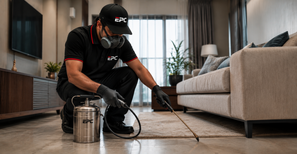 Professional indoor residential pest control treatment